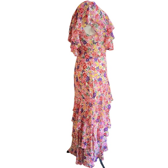 NWT WAYF Chelsea Tiered Ruffle Maxi Dress Rainbow Carnations Size Small Tiered - Picture 14 of 16